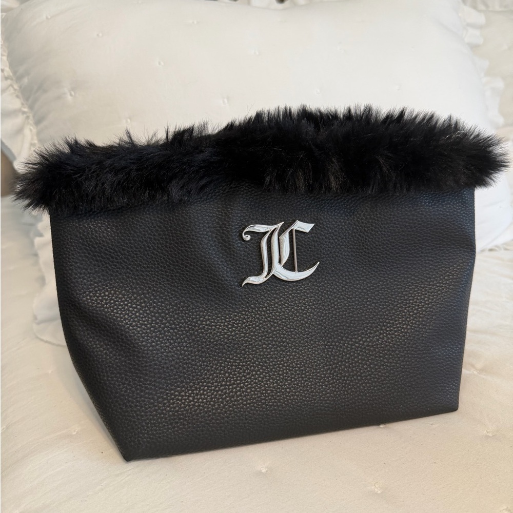 Juicy Couture Black Faux Fur Trimmed Bag